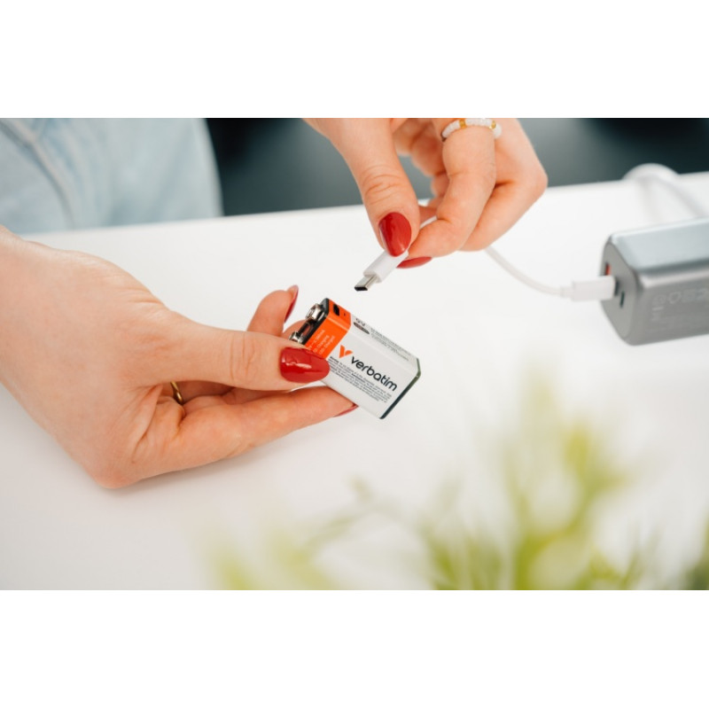 Bateria recarregável USB-C Li-ion 9V 335 mAh Verbatim 30251 (1 un.)