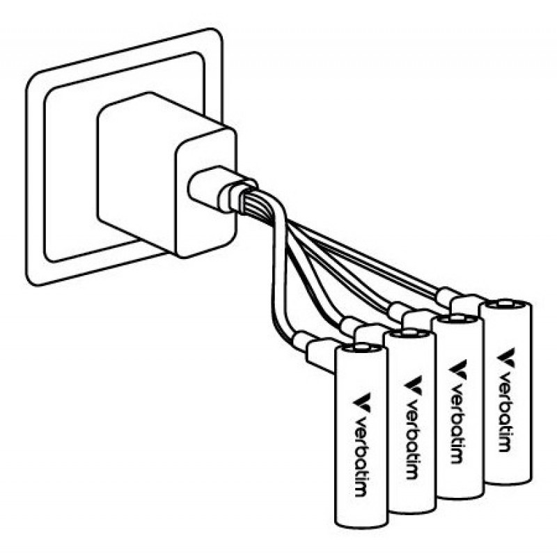 Baterias recarregáveis USB-C Verbatim 30250 Li-ion AAA 500 mAh (4 un.)