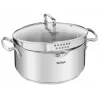 Tefal Duetto+ G7194655 Caçarola, Redonda, Aço Inoxidável, 24 cm, Tampa de Vidro