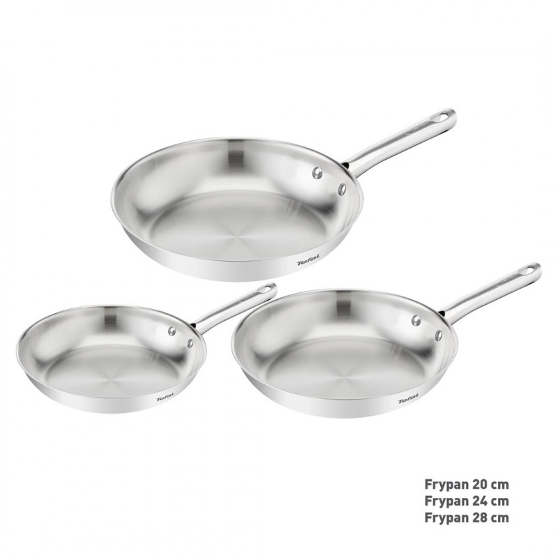 Conjunto de frigideiras Tefal Duetto On B866S334, 3 peças, 20/24/28 cm, aço inoxidável