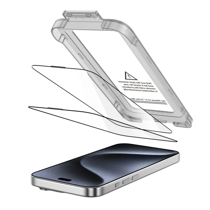 Tech-Protect Quick Set+ Vidro Temperado para Apple iPhone 15 Pro (2 un.), Preto