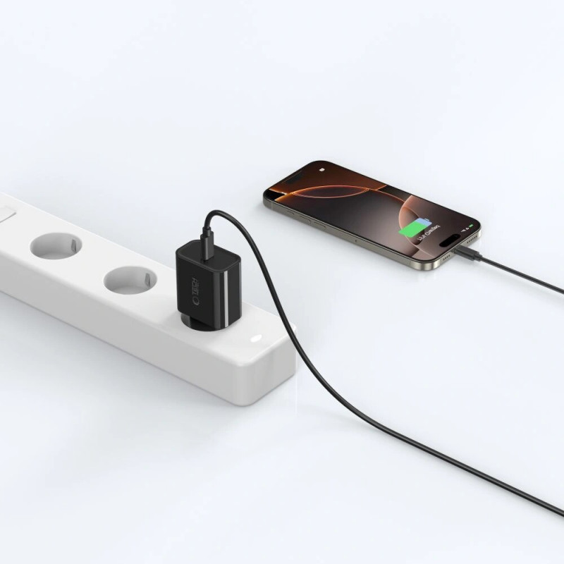 Carregador de parede Tech-Protect NC20W USB-C PD 20W, preto