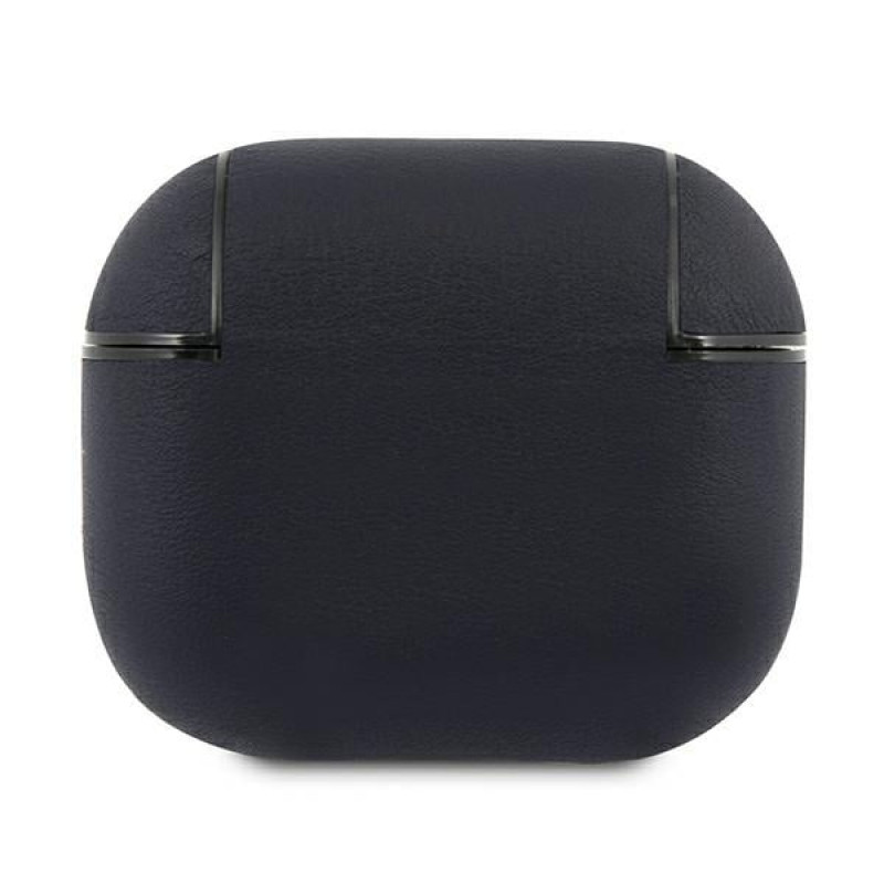 Capa em pele genuína azul-marinho com logótipo prateado BMW BMA3SSLNA para Apple AirPods 3