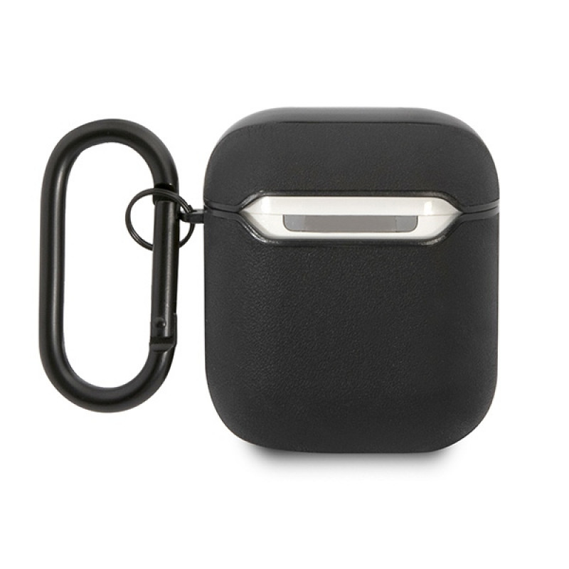 Capa em pele Big Logo Mercedes-AMG AMA2SLWK para Apple AirPods 1/2, preta