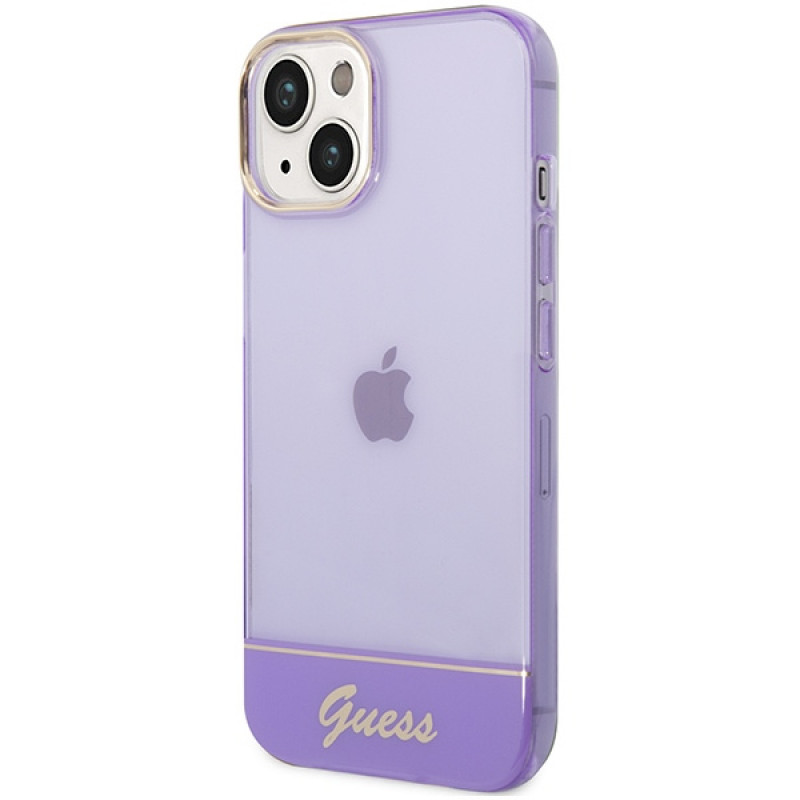 Guess GUHCP14SHGCOU Capa rígida translúcida para Apple iPhone 14 / 15 / 13 6.1 inch, roxa