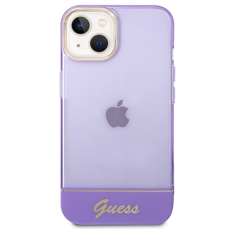 Guess GUHCP14SHGCOU Capa rígida translúcida para Apple iPhone 14 / 15 / 13 6.1 inch, roxa
