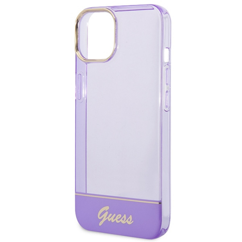 Guess GUHCP14SHGCOU Capa rígida translúcida para Apple iPhone 14 / 15 / 13 6.1 inch, roxa