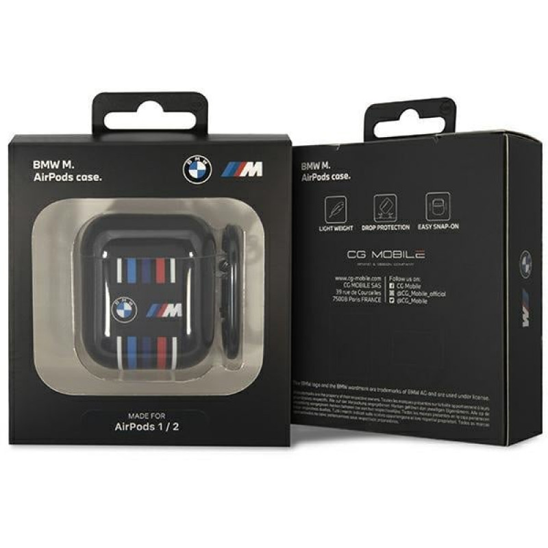 Capa BMW BMA222SWTK Multiple Colored Lines para Apple AirPods 1/2, preta