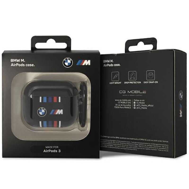 Capa BMW BMA322SWTK Multiple Colored Lines para Apple AirPods 3, preta