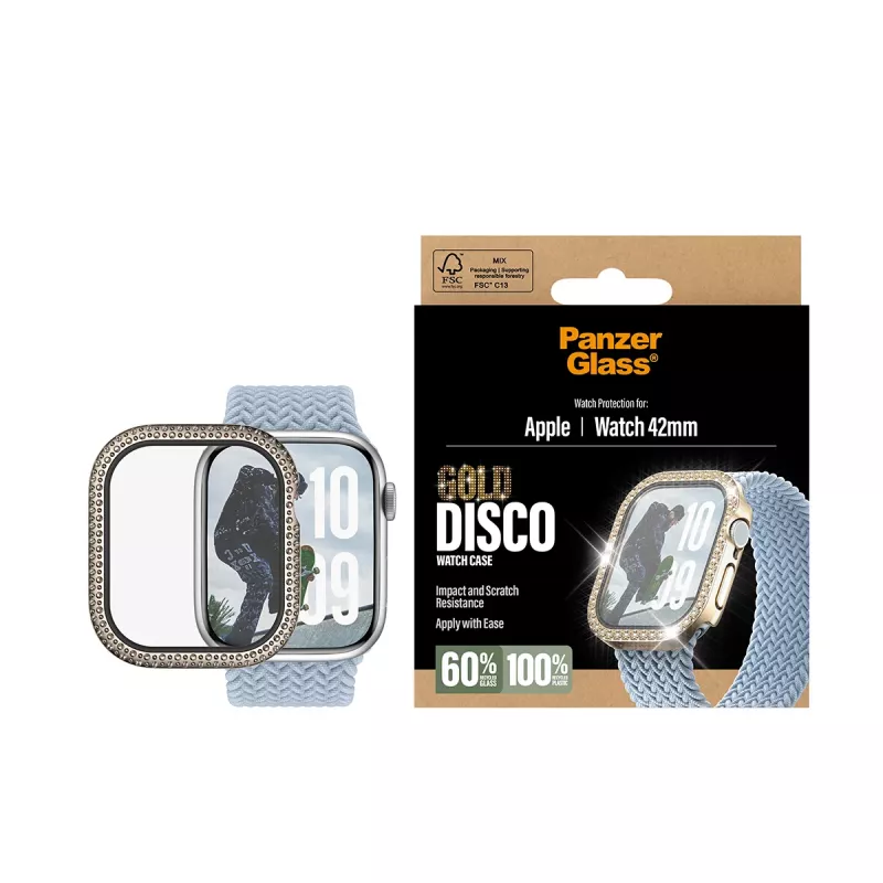 Protetor de ecrã Fullbody PanzerGlass para Apple Watch 2025 42 mm, Disco Gold (PG88079)