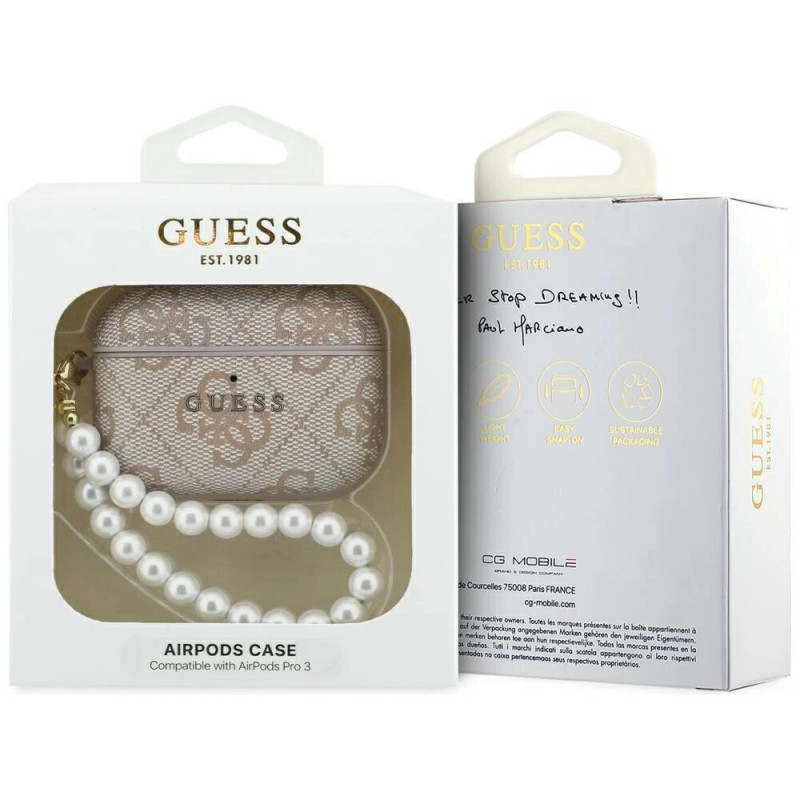 Capa com alça Guess 4G Pearl para Apple AirPods Pro 3, rosa