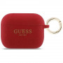 Capa de silicone com glitter e anel Guess para Apple AirPods Pro 3, fúcsia