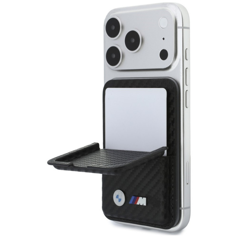 Carteira MagSafe BMW M Carbon Metal Logos, preta