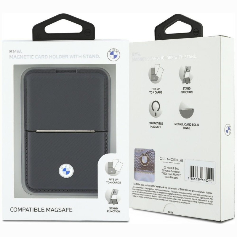 Carteira MagSafe BMW Carbon Metal Logos, antracite