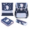Conjunto de mochila escolar Herlitz Loop Plus Unicorn Dreams para o ensino primário, azul-escuro/rosa