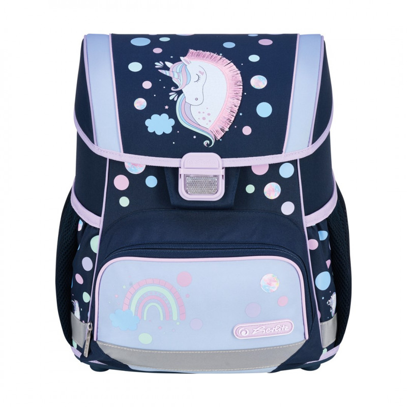 Conjunto de mochila escolar Herlitz Loop Plus Unicorn Dreams para o ensino primário, azul-escuro/rosa