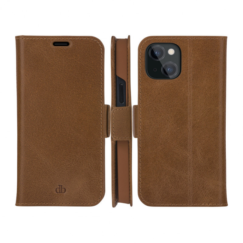 Capa flip dbramante1928 Copenhagen Slim, pele granulada, castanho-claro, para Apple iPhone 13 mini (CS54GT001324)