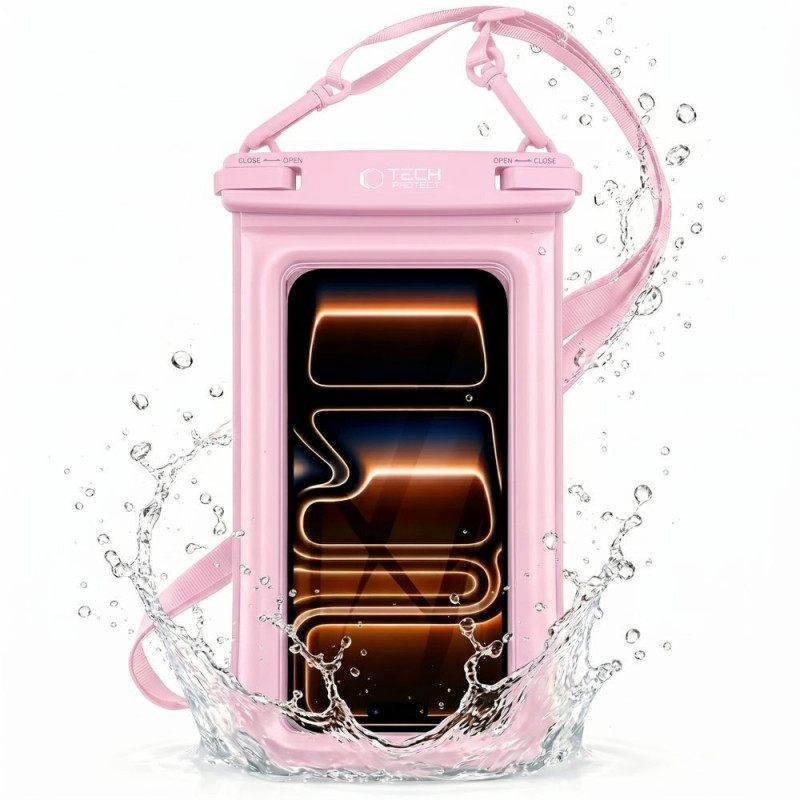 Tech-Protect UWC7 Capa flutuante impermeável universal para smartphones até 6,9 polegadas, rosa
