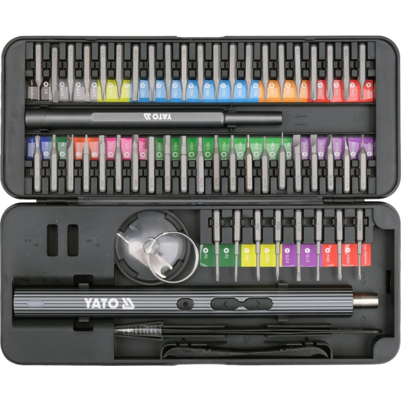 Conjunto de chaves de fendas YATO YT-25770 com pontas, 3,7 V, 56 peças