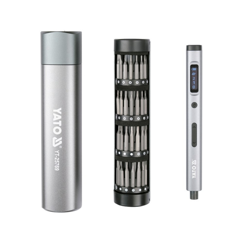 Conjunto de chaves de fenda YATO YT-25769 com pontas, 3,7 V, 61 peças