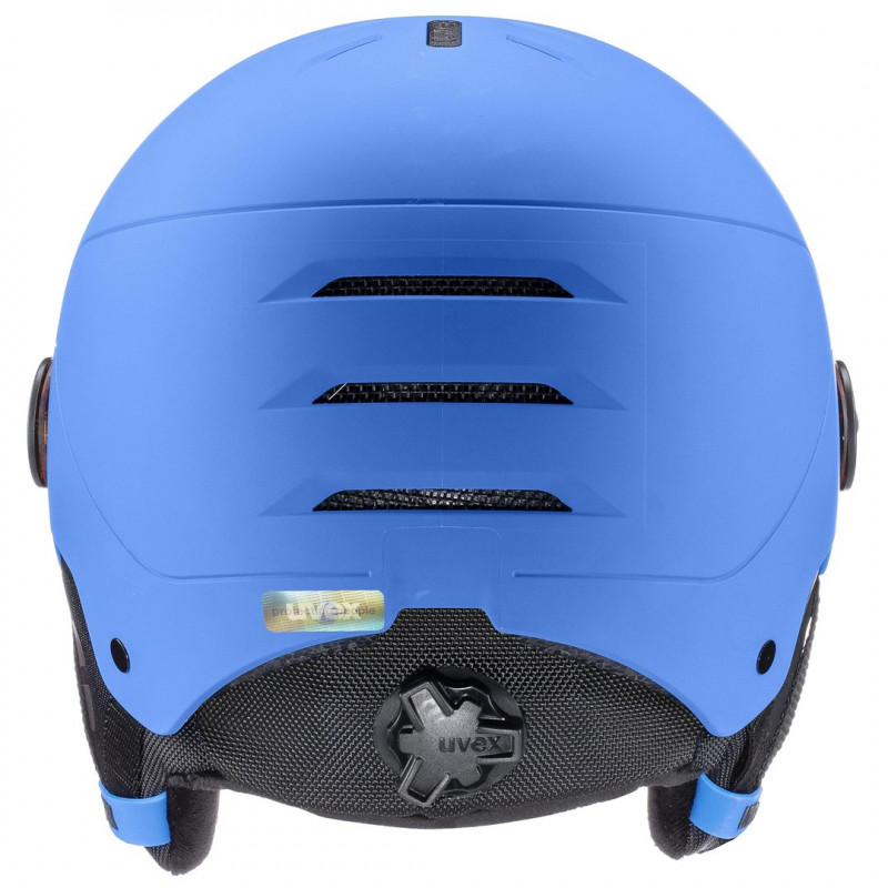 Capacete de esqui para crianças UVEX Rocket jr. Visor, azul mate