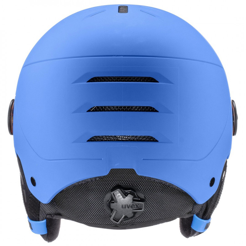 Capacete de esqui para crianças UVEX Rocket jr. Visor, azul mate
