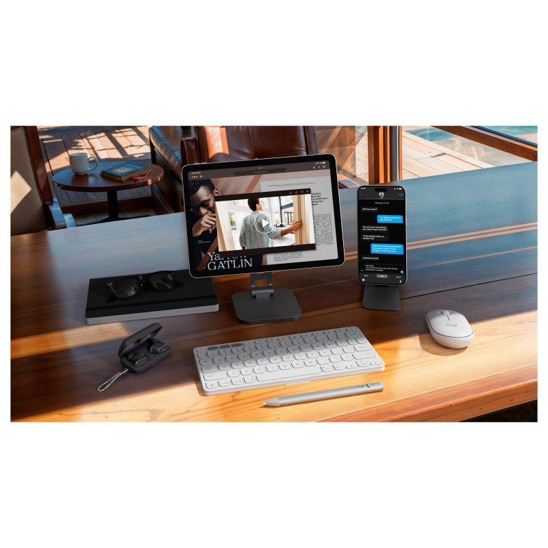 Teclado Logitech Keys-To-Go 2 para iPad (920-013009), cinza-claro, layout suíço