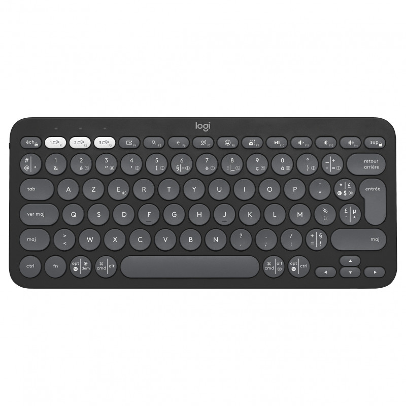 Teclado Bluetooth Logitech Pebble Keys 2 K380s (920-011803), grafite, layout francês