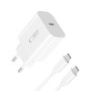 Carregador de parede USB-C de 1 porta Tech-Protect NC20W PD20W com cabo USB-C / USB-C, branco