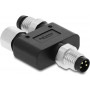 Delock 60858 M8 Y-splitter A-coded 4 pin, 1 x male para 1 x male e 1 x female