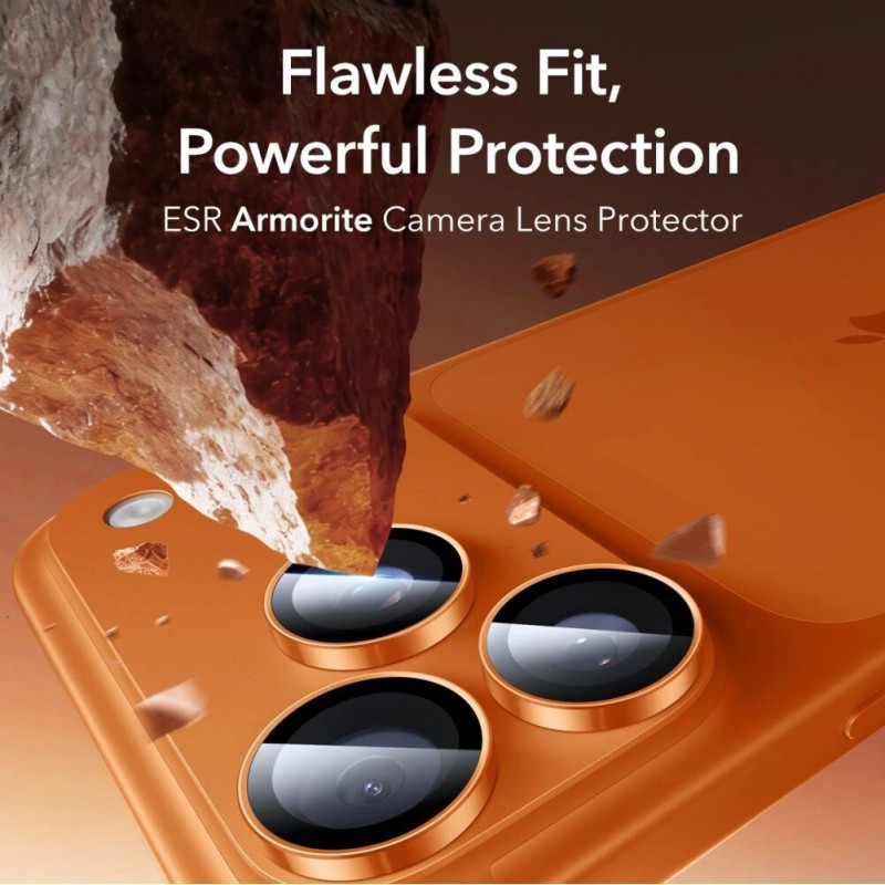 Protetor de câmara ESR Armorite para Apple iPhone 14 Pro / Max / 15 Pro / Max / 16 Pro / Max / 17 Pro / Max, laranja