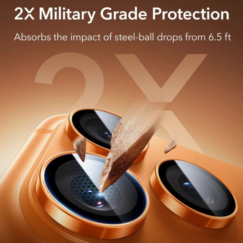 Protetor de câmara ESR Armorite para Apple iPhone 14 Pro / Max / 15 Pro / Max / 16 Pro / Max / 17 Pro / Max, laranja