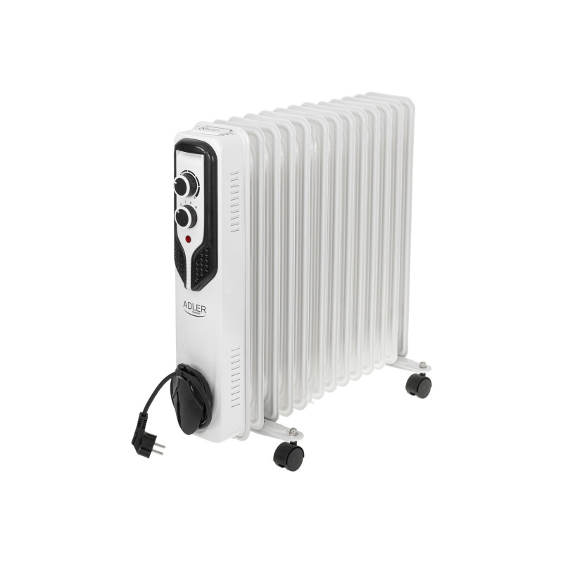 Radiador a óleo Adler AD 7818, 2500 W, 3 níveis de potência, 13 elementos, branco