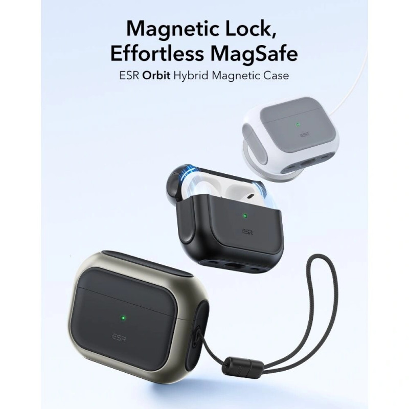 Capa ESR Orbit HaloLock MagSafe para Apple AirPods Pro 3, titânio