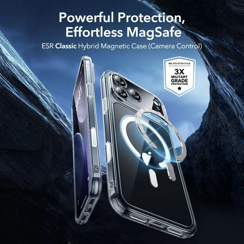 Capa ESR Classic Hybrid MagSafe com vidro temperado para Apple iPhone 17 Pro Max, transparente