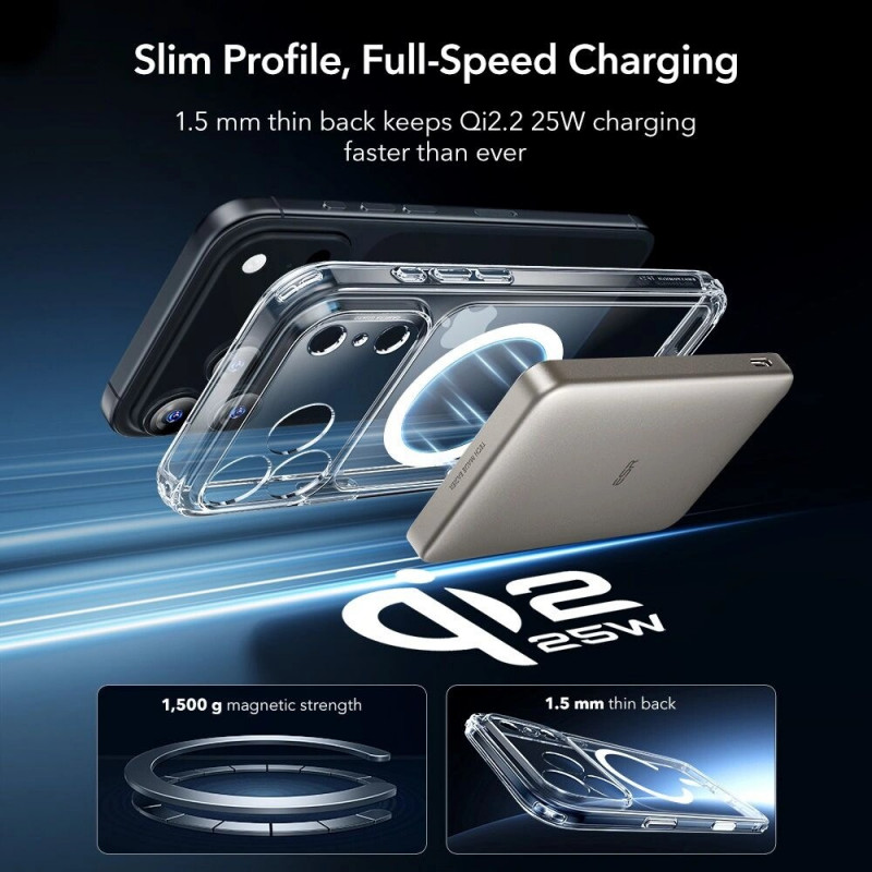 Capa ESR Classic Hybrid MagSafe com vidro temperado para Apple iPhone 17 Pro Max, transparente