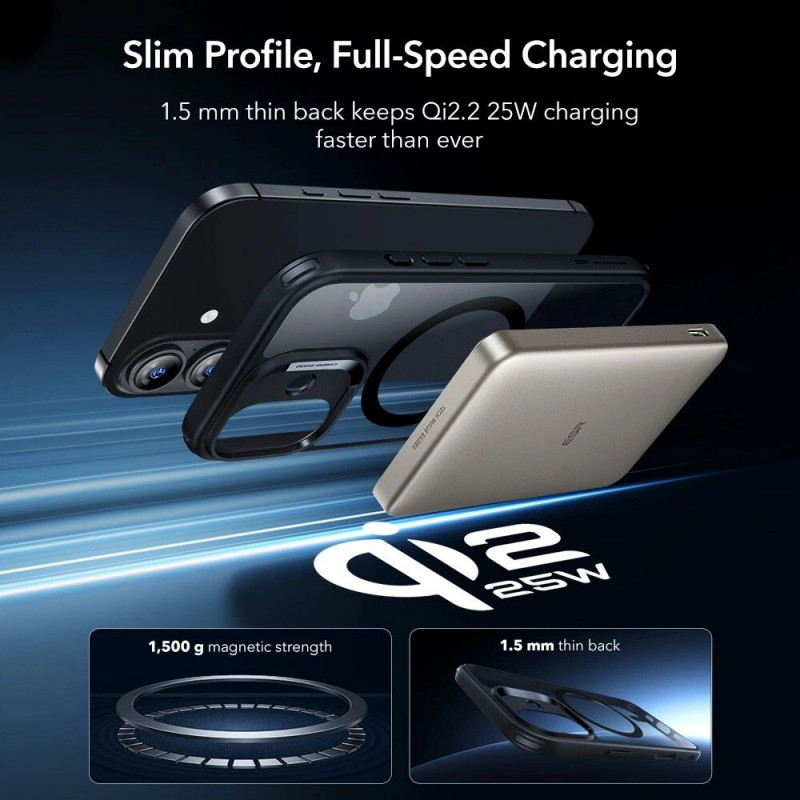 Capa ESR Classic Hybrid MagSafe com vidro temperado para Apple iPhone 17, transparente/preto