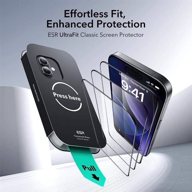 ESR UltraFit Vidro Temperado para Apple iPhone 16 Pro / 17, Transparente (2 un.) (ESR922)