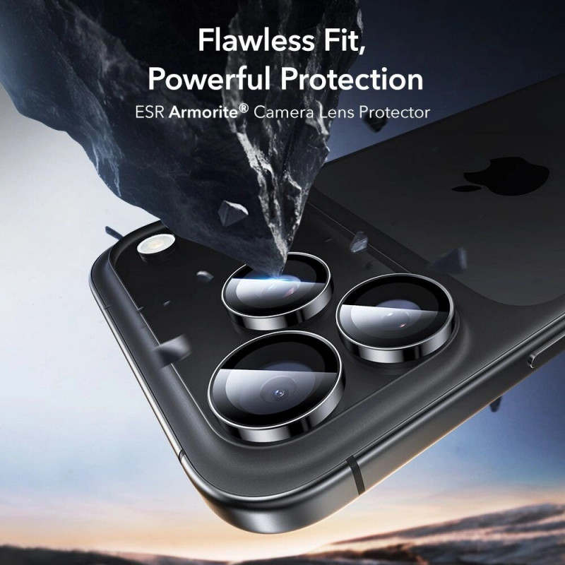 Protetor de câmara ESR Armorite para Apple iPhone 14 Pro / 14 Pro Max / 15 Pro / 15 Pro Max / 16 Pro / 16 Pro Max / 17 Pro / 17 Pro Max, preto (ESR931)