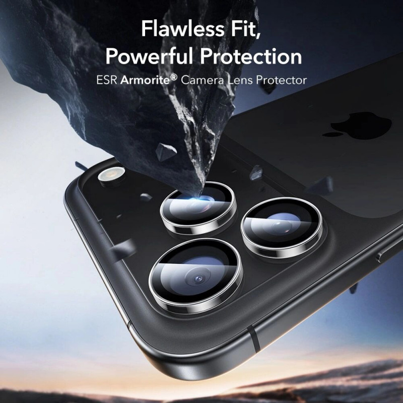 Protetor de câmara ESR Armorite para Apple iPhone 14 Pro / 14 Pro Max / 15 Pro / 15 Pro Max / 16 Pro / 16 Pro Max / 17 Pro / 17 Pro Max, transparente (ESR932)