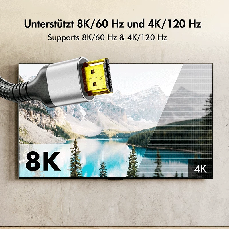 Cabo HDMI LogiLink CH0126, A/M para A/M, 8K/60 Hz, 48 Gbps, metal, nylon, preto/cinzento, 10 m