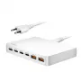Carregador de secretária LogiLink PA0418 USB-A/C, 100 W, GaN, 6 portas, 2x USB-A (QC), 4x USB-C (PD), branco