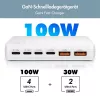 Carregador de secretária LogiLink PA0418 USB-A/C, 100 W, GaN, 6 portas, 2x USB-A (QC), 4x USB-C (PD), branco