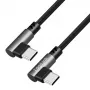 Cabo USB 2.0 Type-C LogiLink CU0460, C/M 90° para C/M 90°, 480 Mbps, 100 W, metal, prateado/preto, 0,5 m