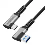 Cabo USB 3.2 Gen1 Type-C LogiLink CU0471, A/M 90° para C/M 90°, 5 Gbps, 60W, metal, prateado/preto, 1 m