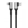Cabo USB 3.2 Gen1 Type-C LogiLink CU0472, A/M 90° para C/M 90°, 5 Gbps, 60W, metal, prateado/preto, 1,5 m