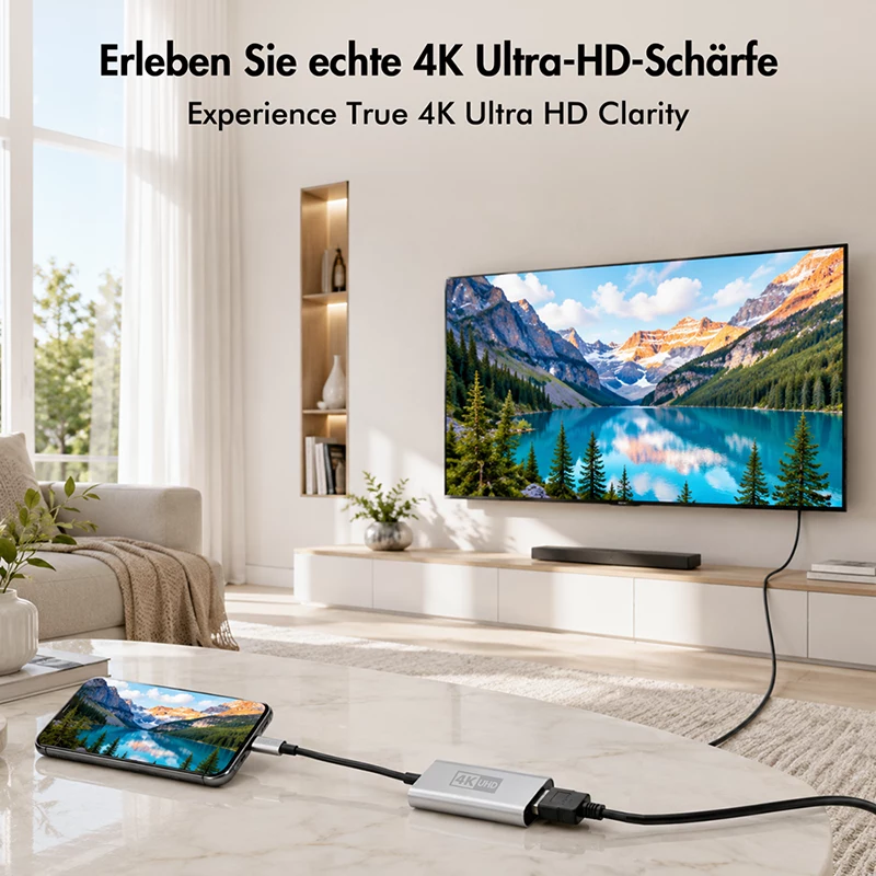 Adaptador LogiLink CUA0115 USB 3.2 Gen1 Type-C, C/M para HDMI-A/F, 4K/60 Hz, metal, preto/prateado, 0,15 m