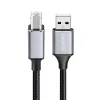 Cabo USB 2.0 Logilink CU0107, USB-A/M para USB-B/M, 480 Mbps, nylon, metal, preto/prateado, 2 m