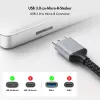 Cabo USB 3.0 Logilink CU0291, A/M para Micro-USB/M, 5 Gbps, nylon, metal, preto/prateado, 2 m