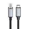 Cabo USB 2.0 Type-C Logilink CU0515, C/M para B/M, 480 Mbps, nylon, metal, preto/prateado, 2 m